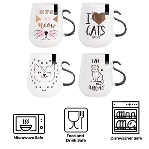 Set of 4 Cat Mugs