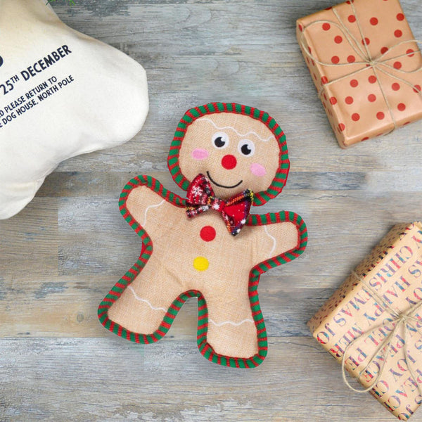 Gingerbread Man Plush Tough Dog Toy
