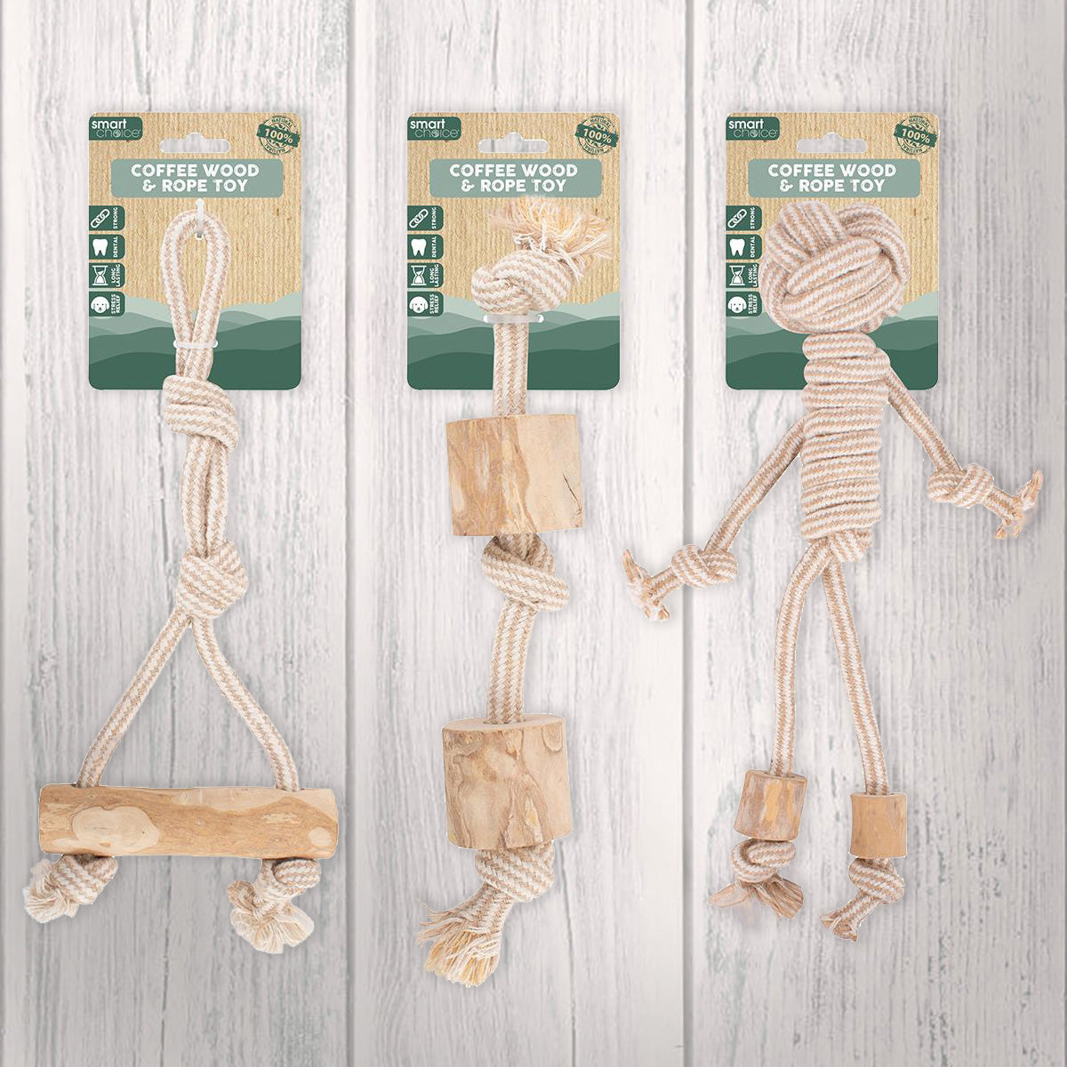 Coffee Wood Rope Toys