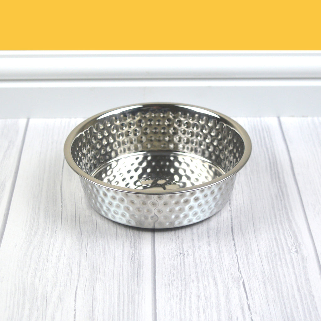 Hammered Stainless Steel Pet Bowl