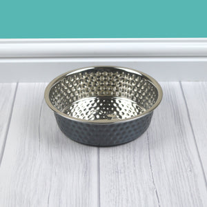 Hammered Stainless Steel Pet Bowl