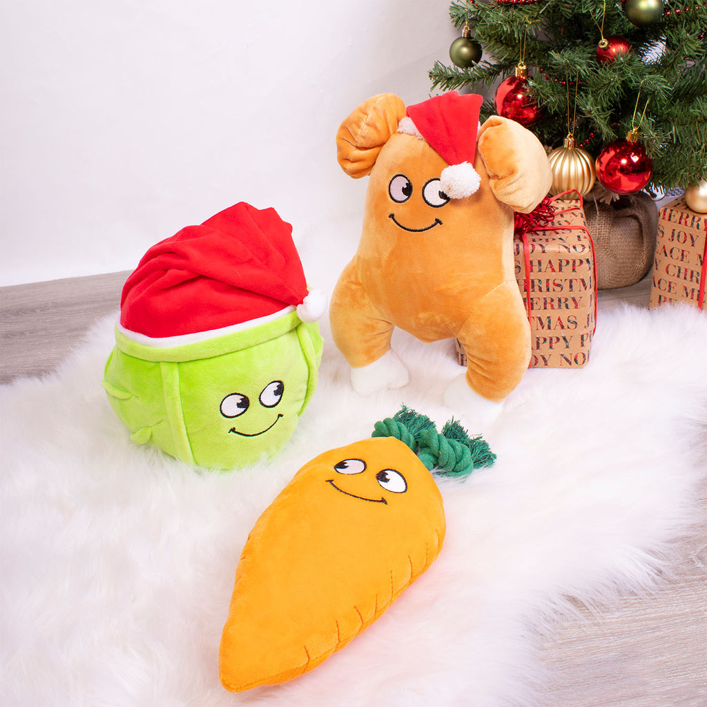 dog christmas dinner plush toys with squeaker
