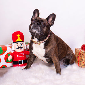 french bulldog and nut cracker plush dog toy for christmas