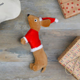 Santa Sausage Dog Plush Toy