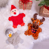Santa Reindeer and Penguin Plush Chew Toys