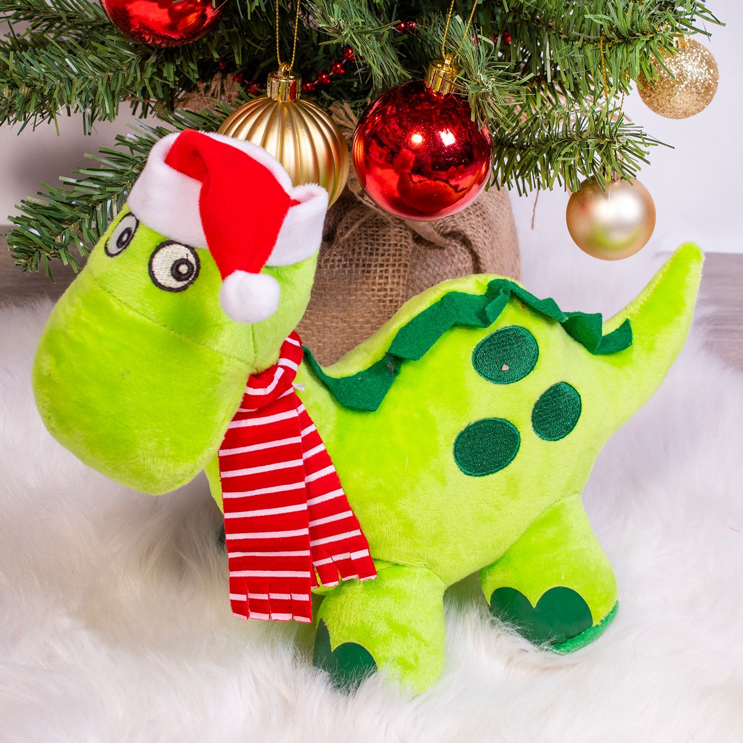 dinosaur christmas plush dog toy
