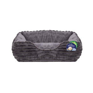 Grey Rectangle Ribbed Dog Bed
