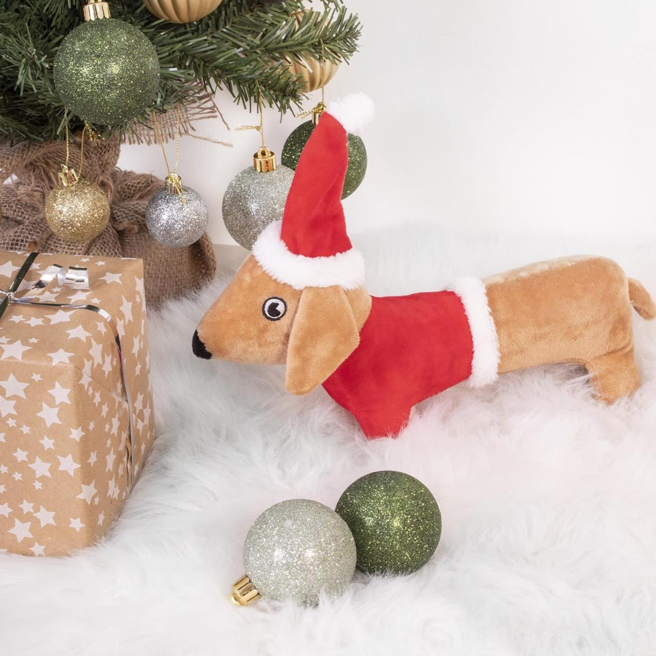 Santa Sausage Dog Plush Toy