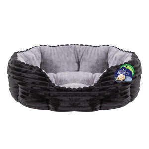 Grey Round Ribbed Dog Bed