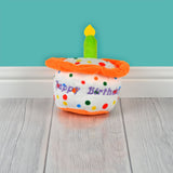 Plush Birthday Cake Dog Toy Blue Pink Orange