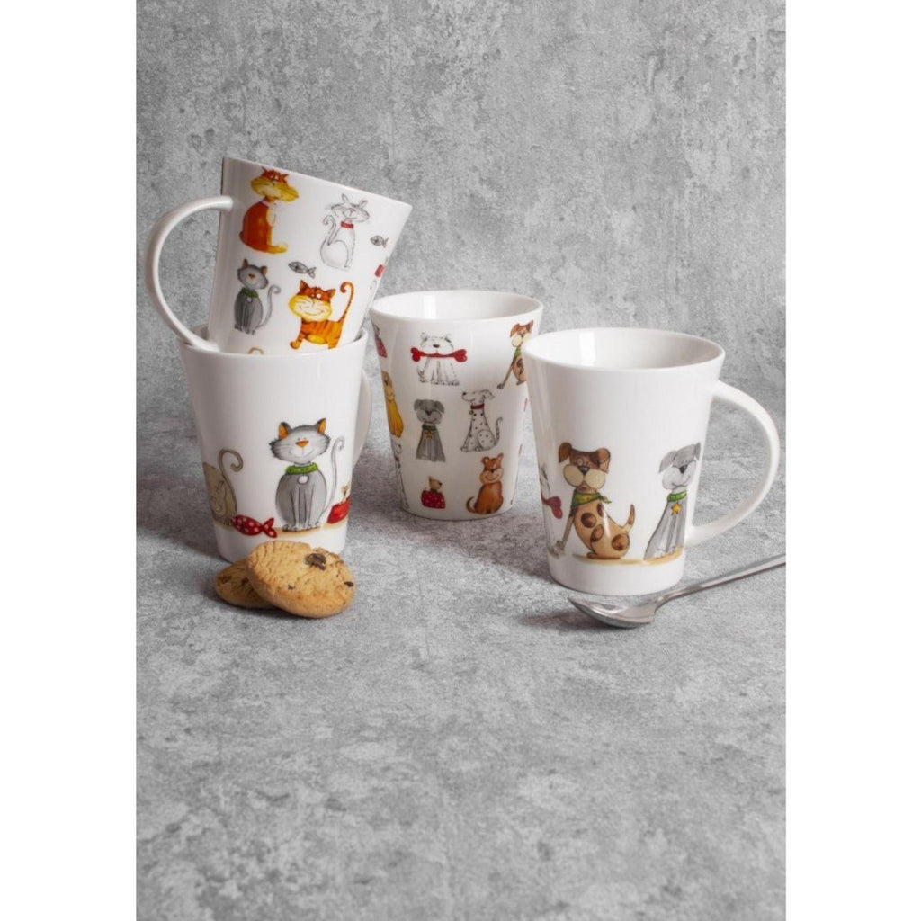 Set of 4 Dogs and Cats Mugs