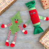 Set of 2 Christmas Cracker and Tree Plush Dog Toys