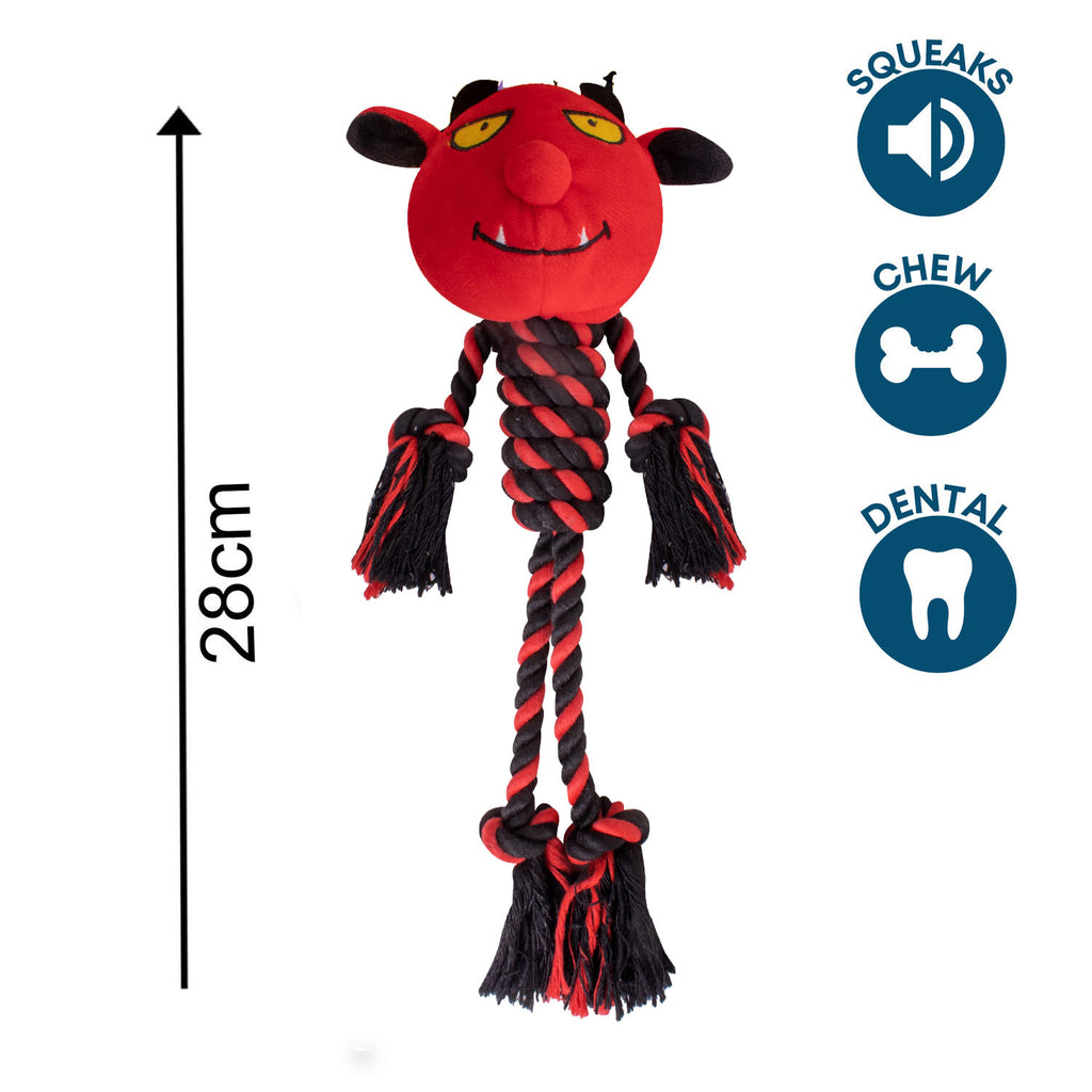 Set of 2 Skeleton and Devil Halloween Dog Toys