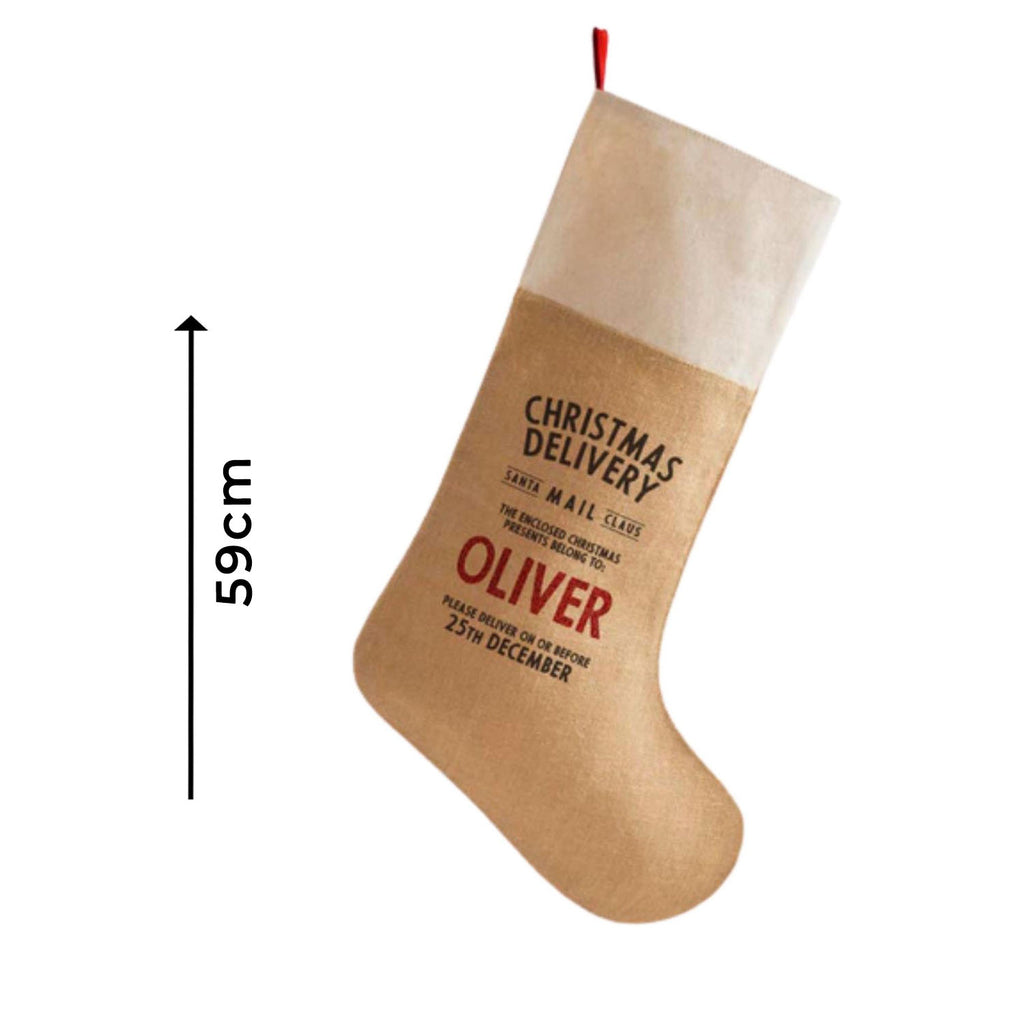 Personalised Hessian and Canvas Christmas Stocking